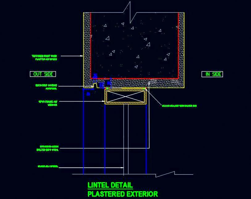 Lintel Section with UPVC Window and Material Specs- Free DWG